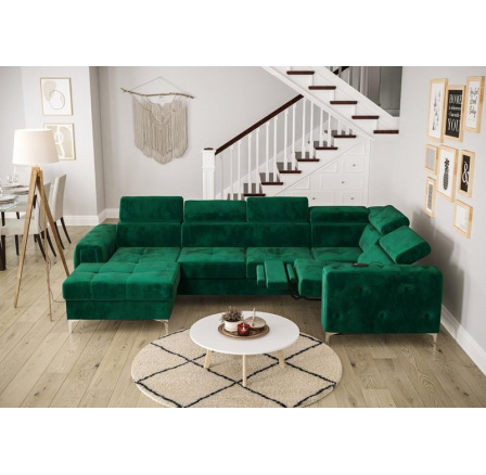 Rohová sedacia súprava ORION MAX III, relax s funkciou spania 165x320x190 cm - zelená, pravá