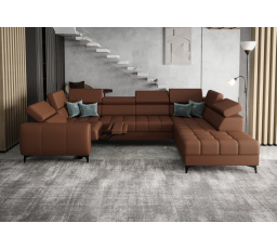 Rohová sedacia súprava PORTO MAX I, relax prírodná koža 225x350X193 cm - pravá, prírodná koža - voliteľná farba