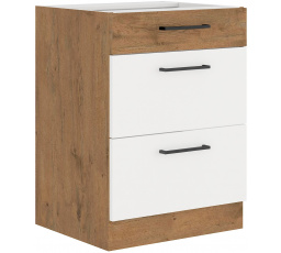 Dolná skrinka VIGO - 60 D 3S BB, Dub Lancelot / Biely lesk