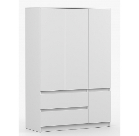 Šatníková skriňa SOLO - 4D2S, Biely Mat