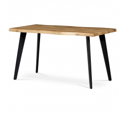 Jedálenský stôl, 140x80x75 cm, MDF doska, 3D dekor divoký dub, kov, čierny lak