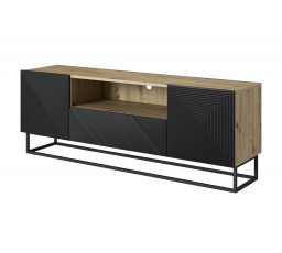 TV komoda, dub artisan / čierny matný