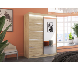 Posuvná skriňa so zrkadlom a LED osvetlením LIMBO 150 Sonoma+Sonoma