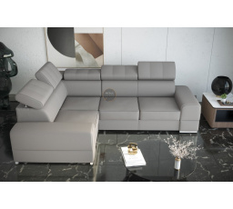 Rohová sedacia súprava ROYAL II 280×210 prírodná koža - sivá koža, ľavá