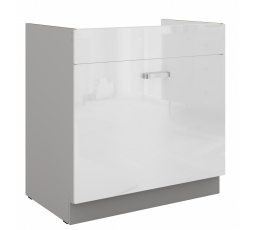 Dolní skřínka BIANCA - 80 ZL 1S BB, Šedá / Bílý lesk