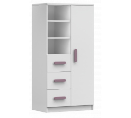 Regál 80 3S1D SMYK I - 05, Biela Mat/Vres