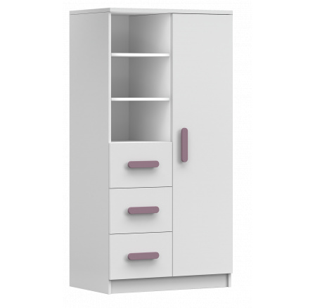 Regál 80 3S1D SMYK I - 05, Biela Mat/Vres