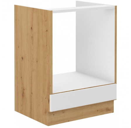 Kuchynská dolná skrinka STIPE 60 D GAZ BB, Biela/Dub artisan