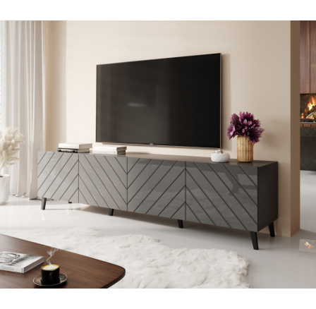 TV komoda ABETO 200, matný grafit/lesklý grafit