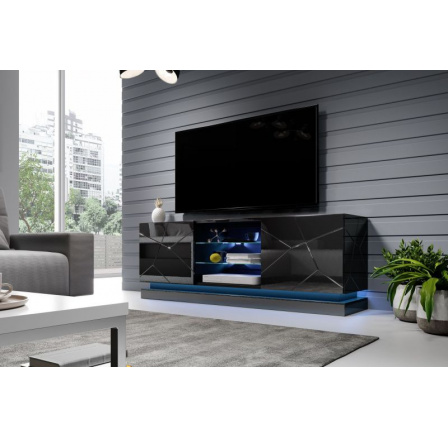 TV komoda QIU 160 RTV, lesklá čierna