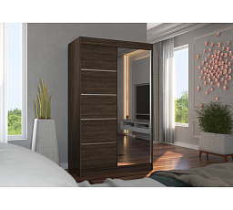 Šatní skriňa s posuvnými dverami a zrkadlom NICEA 120 Choco+Choco