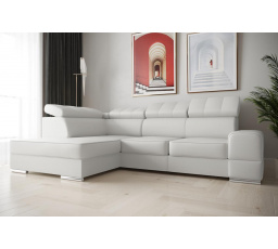 Rohová sedacia súprava ROYAL I 260×185 prírodná koža - biela koža, ľavá