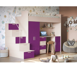 Poschodová posteľ PARADISE 4S Kašmír Fialová Lesk