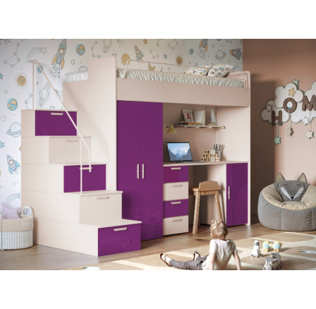 Poschodová posteľ PARADISE 4S Kašmír Fialová Lesk