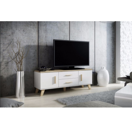 TV komoda LOTTA RTV 140 (2D2S), Biela/Dub sonoma