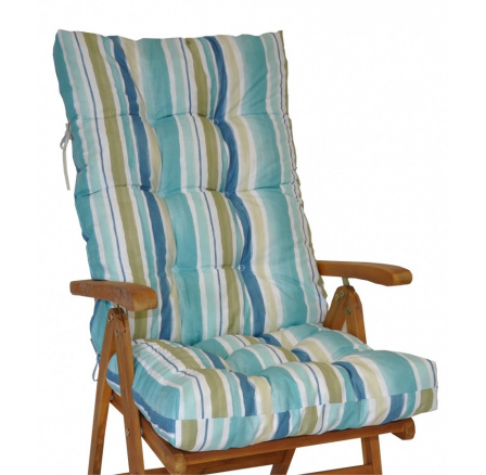 Poduška na záhradné kreslo vysoké - látka modré pruhy