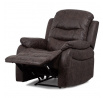 TV a relaxačné kreslo, manuálne polohovateľné, čalúnenie hnedá látka vo vintage dekore k