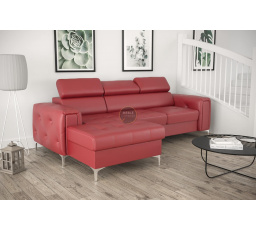 Rohová sedacia súprava ORION MINI s funkciou spania 255x165 cm prírodná koža - červená koža, ľavá