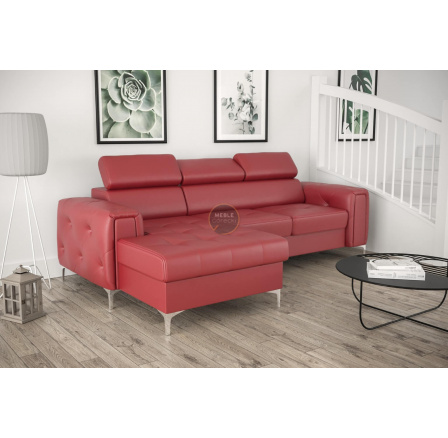 Rohová sedacia súprava ORION MINI s funkciou spania 255x165 cm prírodná koža - červená koža, ľavá Rohová sedacia súprava ORION MINI s funkciou spania 255x165 cm prírodná koža - červená koža, ľavá