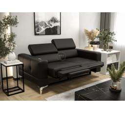 Sofa TOSCANIA II, relax 185 cm prírodná koža - čierna koža