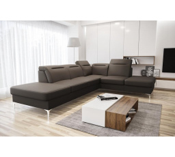 Rohová sedacia súprava OSLO 295x220 prírodná koža - pravá, hnedá koža