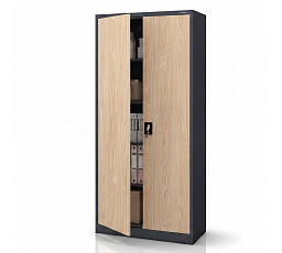 Kancelárska skriňa na dokumenty kovová antracitová / dub sonoma: Eco Design JANA H 900 x 1950 x 400 mm