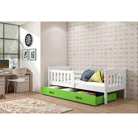 Posteľ Kuba 90x200 biela/zelená Posteľ Kuba 90x200 biela/zelená
