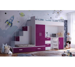 Posteľ PARADISE 5, Biela Fialová Lesk