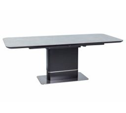 Jedálenský stôl PALLAS CERAMIC, efekt sivého mramoru/čierny mat - 160(210)x90