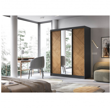 Posuvná skriňa MARRPHY III, Dub Karamel/Čierna Mat