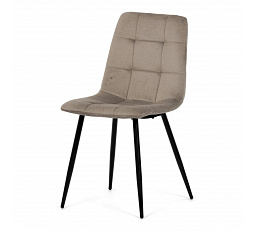 Jedálenská stolička, cappuccino látka, štvornohá kovová podnož, čierny mat.