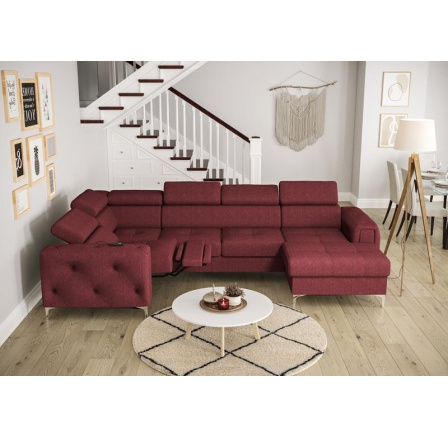 Rohová sedacia súprava ORION MAX III, relax s funkciou spania 165x320x190 cm - červená, ľavá