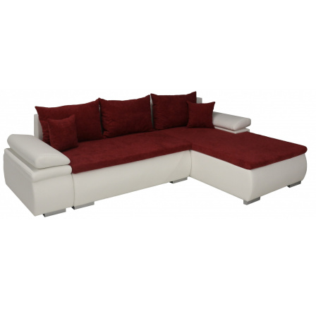 CEZAR (CARLOS) Pravý roh.pohovka eco white Ek26 /Aston 9 red (KA) collection - "D" (Z)***UPERRATE UNTURD OUT