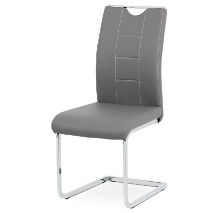 Jedálenská stolička sivá koženka / chróm
