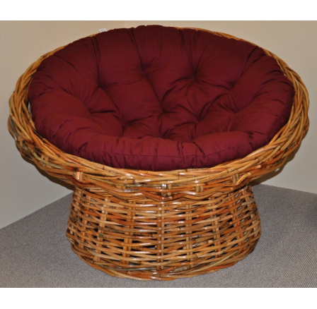 Ratanový papasán Abaka vankúš bordový