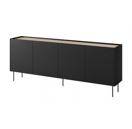 Komoda DESIN 220 4D4SZ, Čierny mat/Dub Nagano