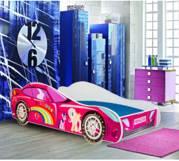 Posteľ s matracom CAR PINK 160x80 Ružová