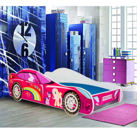 Posteľ s matracom CAR PINK 160x80 Ružová