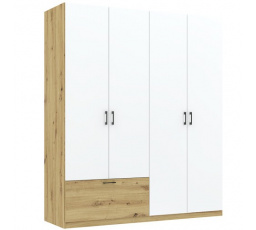 Šatní skriňa ALTA 4D1S, Dub Artisan/Biela