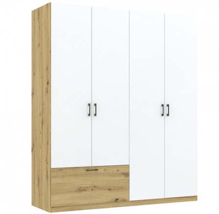 Šatní skriňa ALTA 4D1S, Dub Artisan/Biela