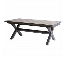 Stôl záhradný rozkladací, keramická doska v dekore dub 200+60x100x77 cm, hliníková konštrukcia