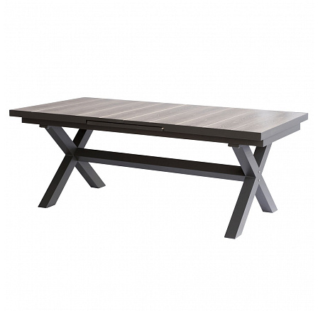 Stôl záhradný rozkladací, keramická doska v dekore dub 200+60x100x77 cm, hliníková konštrukcia