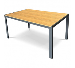 Stôl záhradný 150x90x73, doska polywood v dekore duba, sivá kovová konštrukcia