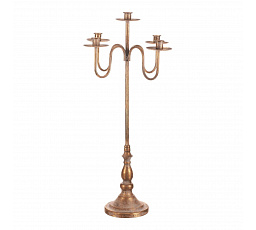 Svícen kovový - 5 ramen, na kónické svíčky, zlatý