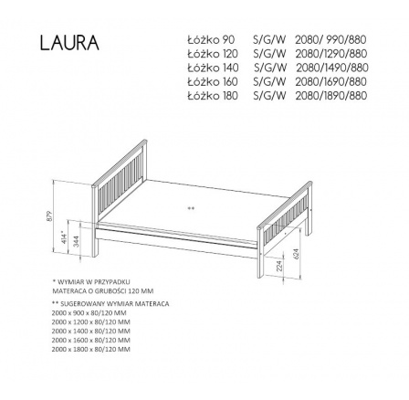 Posteľ "LAURA" - Farba korpusu: borovica na antracite Posteľ "LAURA" - Farba korpusu: borovica na antracite