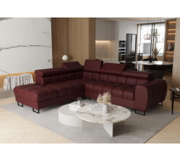 Rohová sedacia súprava ASPEN 260x225 cm prírodná koža - ľavá, Hnedá koža