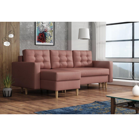 Rohová sedacia súprava Anabel UNI tmavo ružová