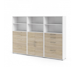 Regál OFFICE 80400/144, Biela/Dub sonoma