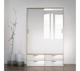 Šatní skriňa LINCOLN 321, Dub/Biely lesk