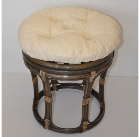 Ratanová stolička veľká hnedá poduška béžové akcenty